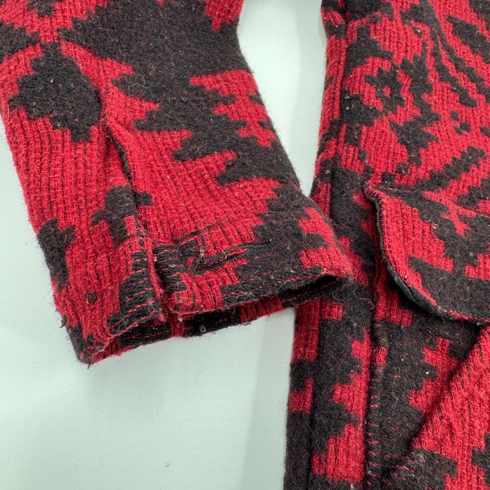 Woolrich Cruiser Jacket Mens M Red Black Southwestern Wool Blend Vintage USA - Picture 7 of 14